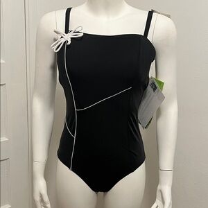 Fit4U Black Women's One-Piece Swimsuit with White Accents